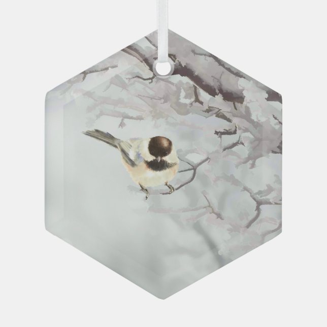 Ornement En Verre Aquarelle d'hiver Pouladee Neige Arbres Frost (Recto)