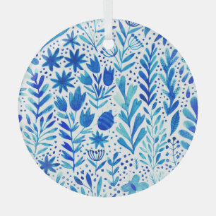 Ornement En Verre Aquarelle florale Plantes texture transparente