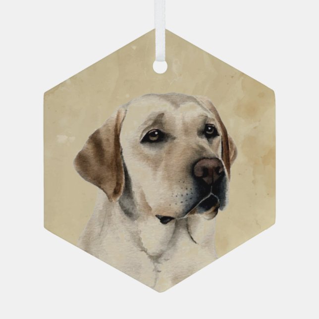 Ornement En Verre Aquarelle Golden Labrador Chien Animal Art (Verso)