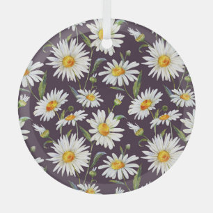 Ornement En Verre Aquarelle Marguerite : Floral Sans Fin Sombre