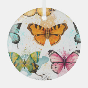 Ornement En Verre Aquarelle Papillon Motif sans couture