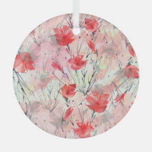 Ornement En Verre Aquarelle Plantes Herbes Motif