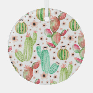 Ornement En Verre Aquarelle succulents, cactus sans couture motif.