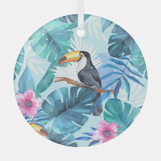 Ornement En Verre Aquarelle Toucans : Tropical Seamless (Recto)