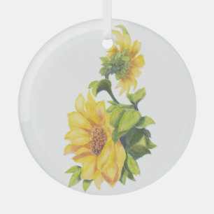 Ornement En Verre Aquarelle Tournesol Gadrden Art