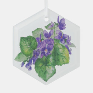 Ornement En Verre Aquarelle Violet sauvage Jardin Fleur Floral Art