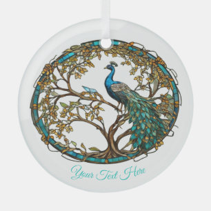Ornement En Verre Arbre d'automne de Peacock en verre tendu