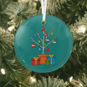 Ornement En Verre Arbre de Noël minimal avec présentation