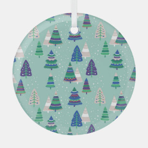 Ornement En Verre Arbres de Noël, arrière - plan bleu