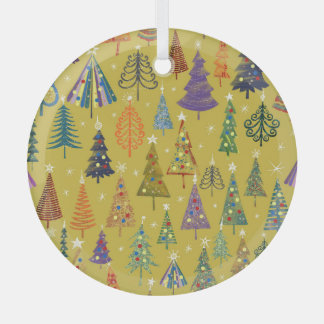 Ornement En Verre Arbres de Noël colorés : Arrière - plan festif.