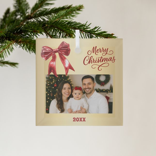 Ornement En Verre Arc rouge Noël (Créateur téléchargé)