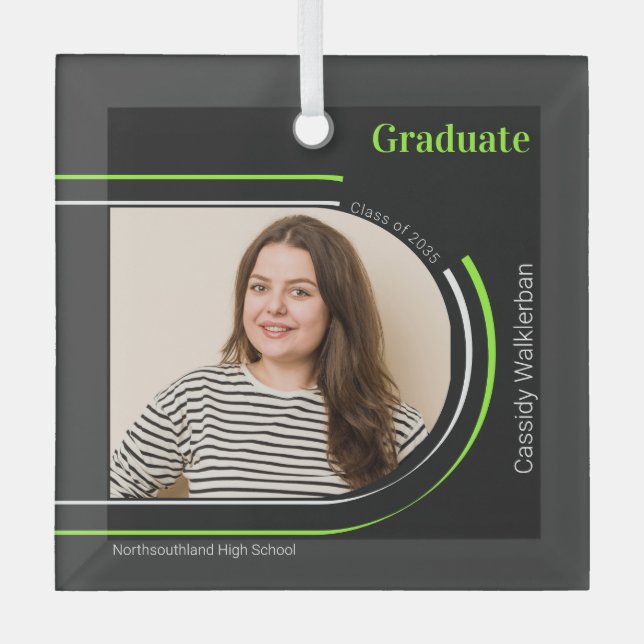 Ornement En Verre Arch Grey Green Photo Graduation (Recto)