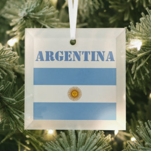 Ornement En Verre Argentine Drapeau Football Football Argentine Bleu