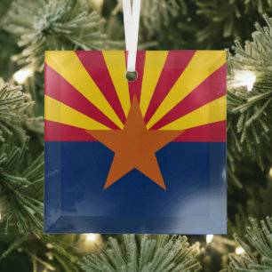 Ornement En Verre Arizona Drapeau : Réglage de Star Sun, État du cui