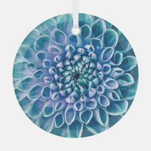 Ornement En Verre Arrière - plan de macro à fleurs turquoise Dahlia