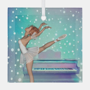 Ornement En Verre Arrière - plan de piano Ballerina et Turquoise