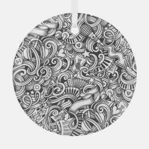 Ornement En Verre Arrière - plan Vintage de Doodles de musique