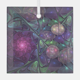 Ornement En Verre Art abstrait fractal moderne scintillant coloré