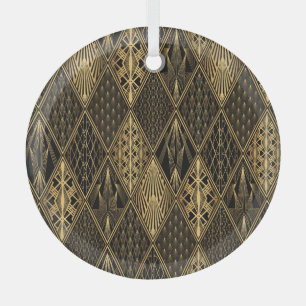 Ornement En Verre Art Déco Black Gold Elegance