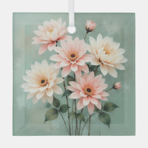 Ornement En Verre Art Élégant Chrysanthème Rose