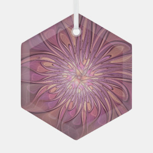 Ornement En Verre Art floral fractal moderne abstrait couleurs de ba