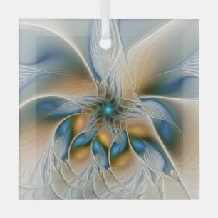 Ornement En Verre Art fractal abstrait et aérien avec du bleu