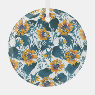 Ornement En Verre Art Nouveau, motifs floraux.