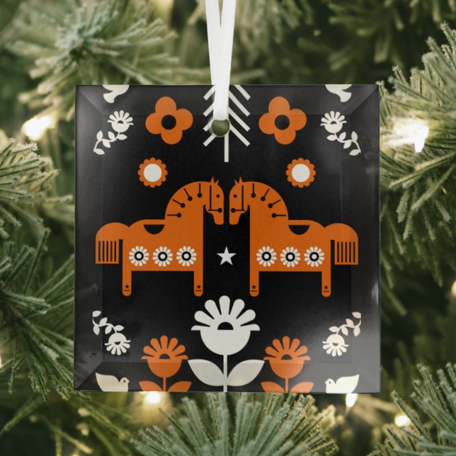 Ornement En Verre Art populaire de cheval scandinave (Insitu)