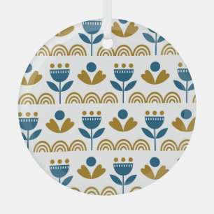 Ornement En Verre Art populaire scandinave, motif coloré.