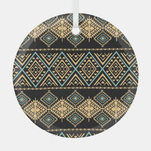 Ornement En Verre Art tribal, géométrique ethnique, motif coloré.