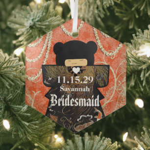 Ornement En Verre Asiatique Kimono Bridesmaid Cadeaux Coral Changes