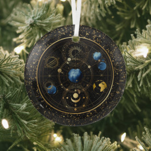 Ornement En Verre Astrologie céleste en velours noir