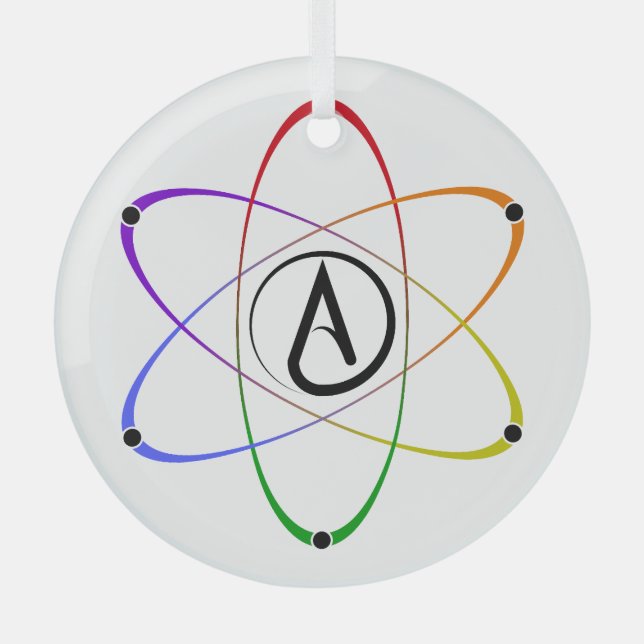 Ornement En Verre Atheist Atom Symbol Rainbow (Recto)