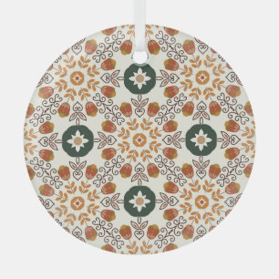 Ornement En Verre Automne Floral Géométrique, Vintage sans fil.