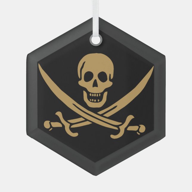 Ornement En Verre Aztec Gold Crâne et cutlass Pirate Calico Jack (Recto)