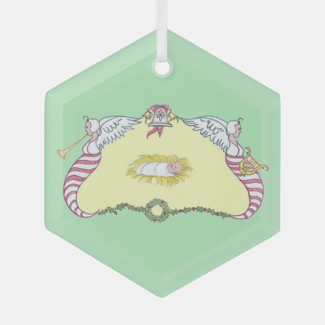 Ornement En Verre Baby Jesus Cartouche (Recto)