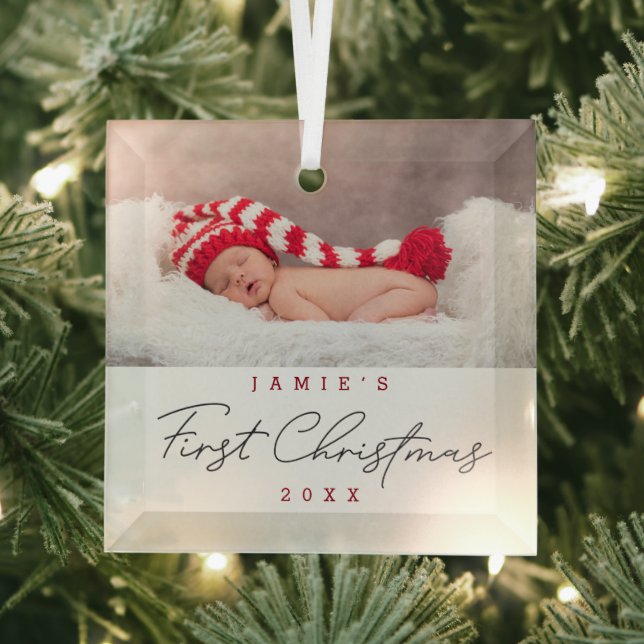Ornement En Verre Baby moderne First Christmas Custom (Insitu)