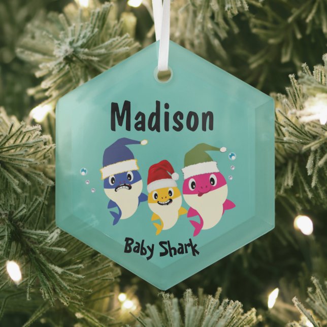 Ornement En Verre Baby Shark Festive Noël fantastique (Insitu)