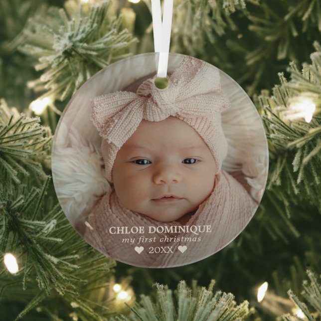 Ornement En Verre Baby's First Christmas Photo (Insitu)