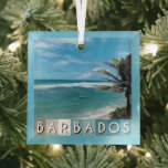 Ornement En Verre Barbade Beach<br><div class="desc">Barbados Beach Belle sérénité,  été océan et plage photo prise à Barbade. Par https://www.zazzle.com/store/celestesheffey #barbadosbeach</div>