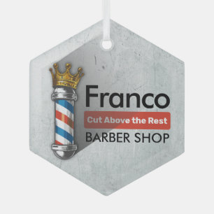 Ornement En Verre Barber Hair Shop King Crown Barber Pole Hair Salon