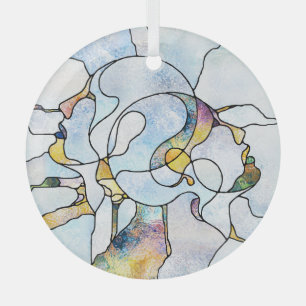 Ornement En Verre Barres arc-en-ciel, unité en vitrail