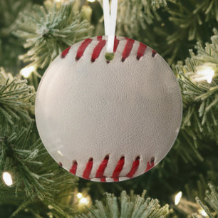 Ornement En Verre Baseball et Softball Couture Rouge