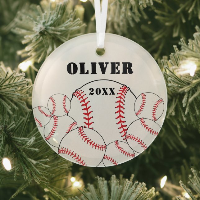 Ornement En Verre Baseball Sports Kids Keepsake Christmas (Insitu)