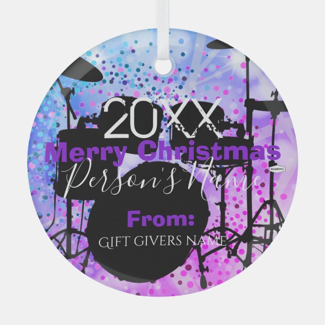 Ornement En Verre Batterie de Noël HAMbWG (Recto)