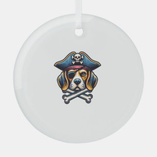 Ornement En Verre Beagle Costume de pirate Crâne Crossbones Amoureux