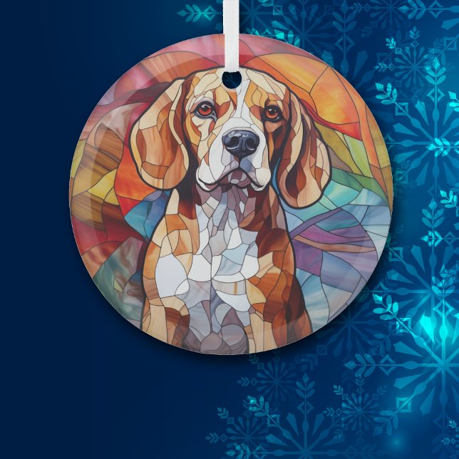 Ornement En Verre Beagle Mosaic Hound Chien Tiré (Créateur téléchargé)