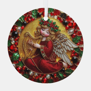 Ornement En Verre Beau Vitrail Ange de Noël