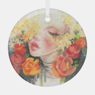 Ornement En Verre Beauté en fleurs : Peinture à l'huile Elégance