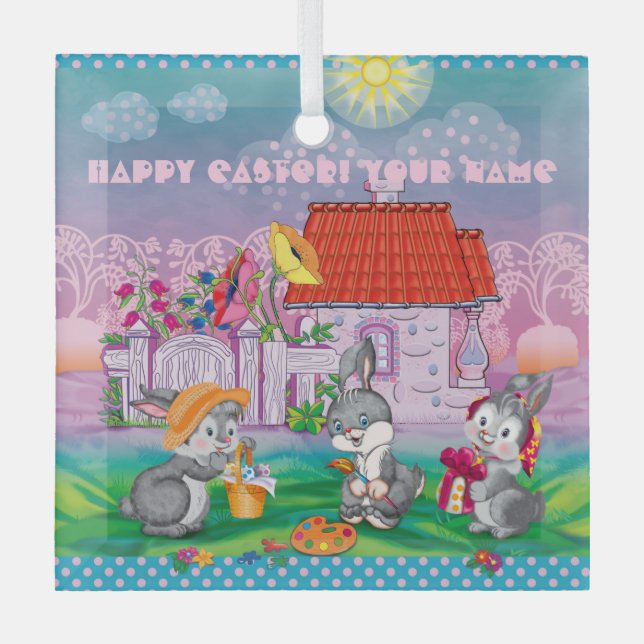 Ornement En Verre Bébé lapin petit (Recto)